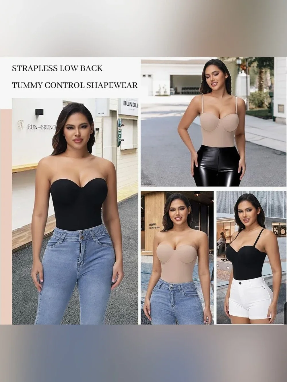 Nude Shapewear Bodysuit with Underwire Bra & Removable Straps SM